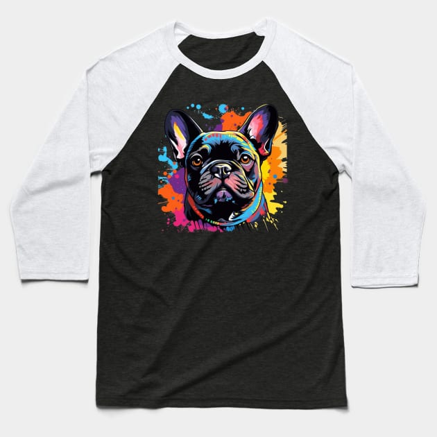 French Bulldog with a splash of color Baseball T-Shirt by NatashaCuteShop